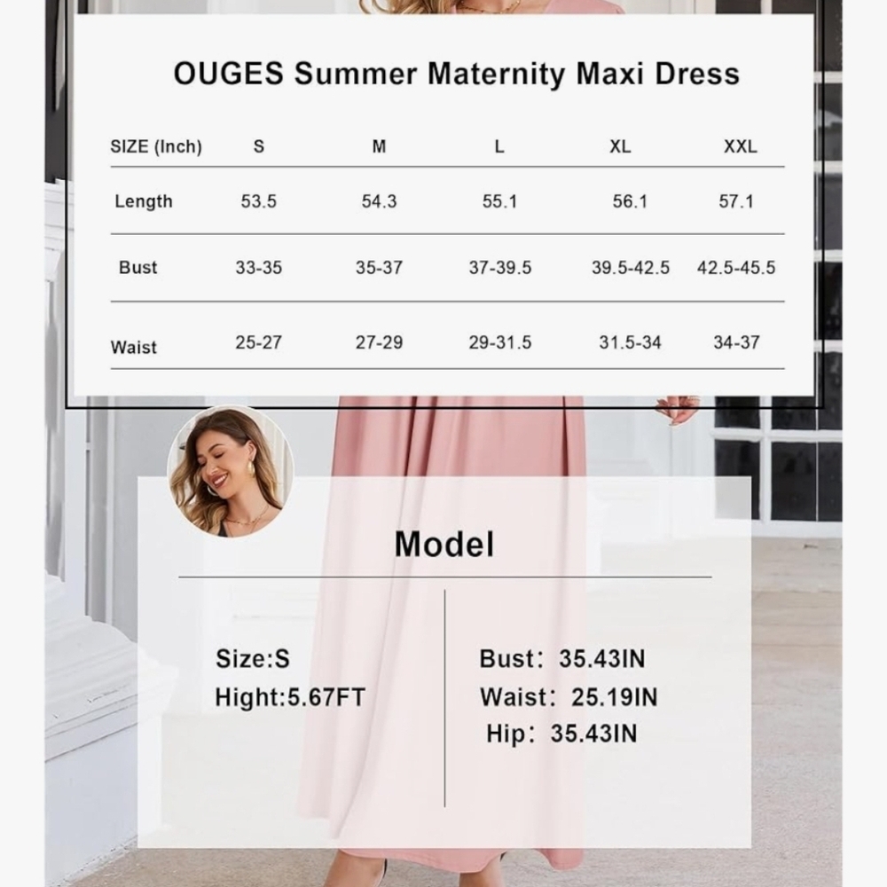 Ouges Pink Maternity Maxi Dress - image 4